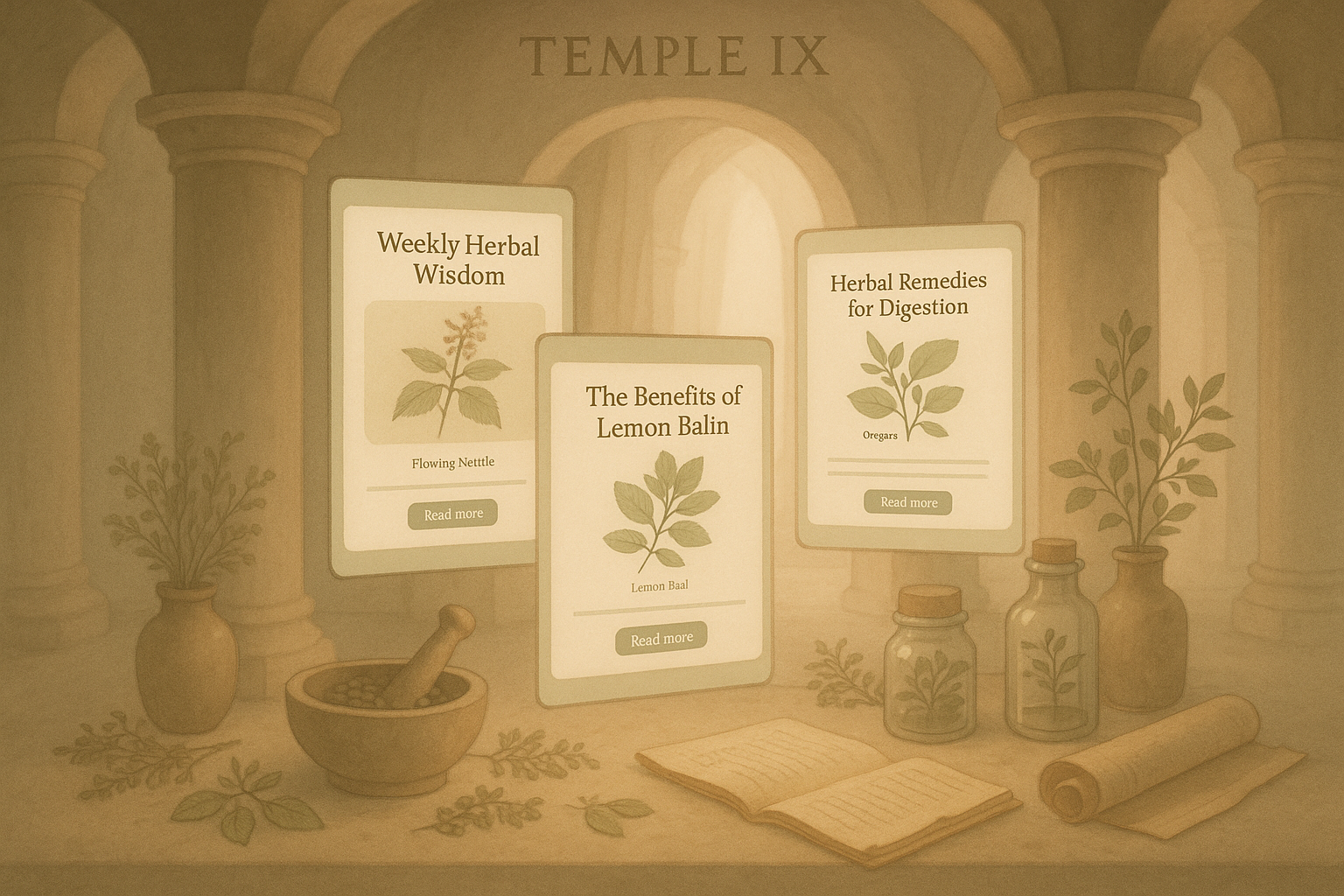 make a soft image of the Temple IX archive where there are blogs posted every week for the temple herbal remedies and more 